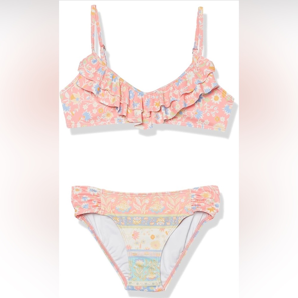 Billabong girl’s mini mystic ruffle swimsuit bikini size 4
